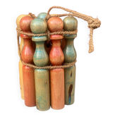 Jeu de quilles ancien en bois coloré