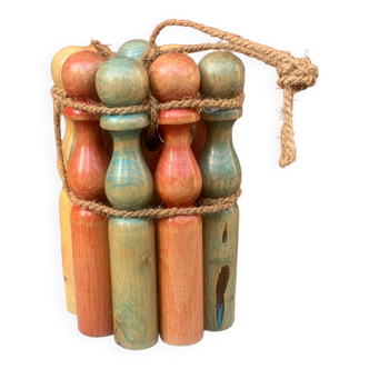 Old colorful wooden bowling game