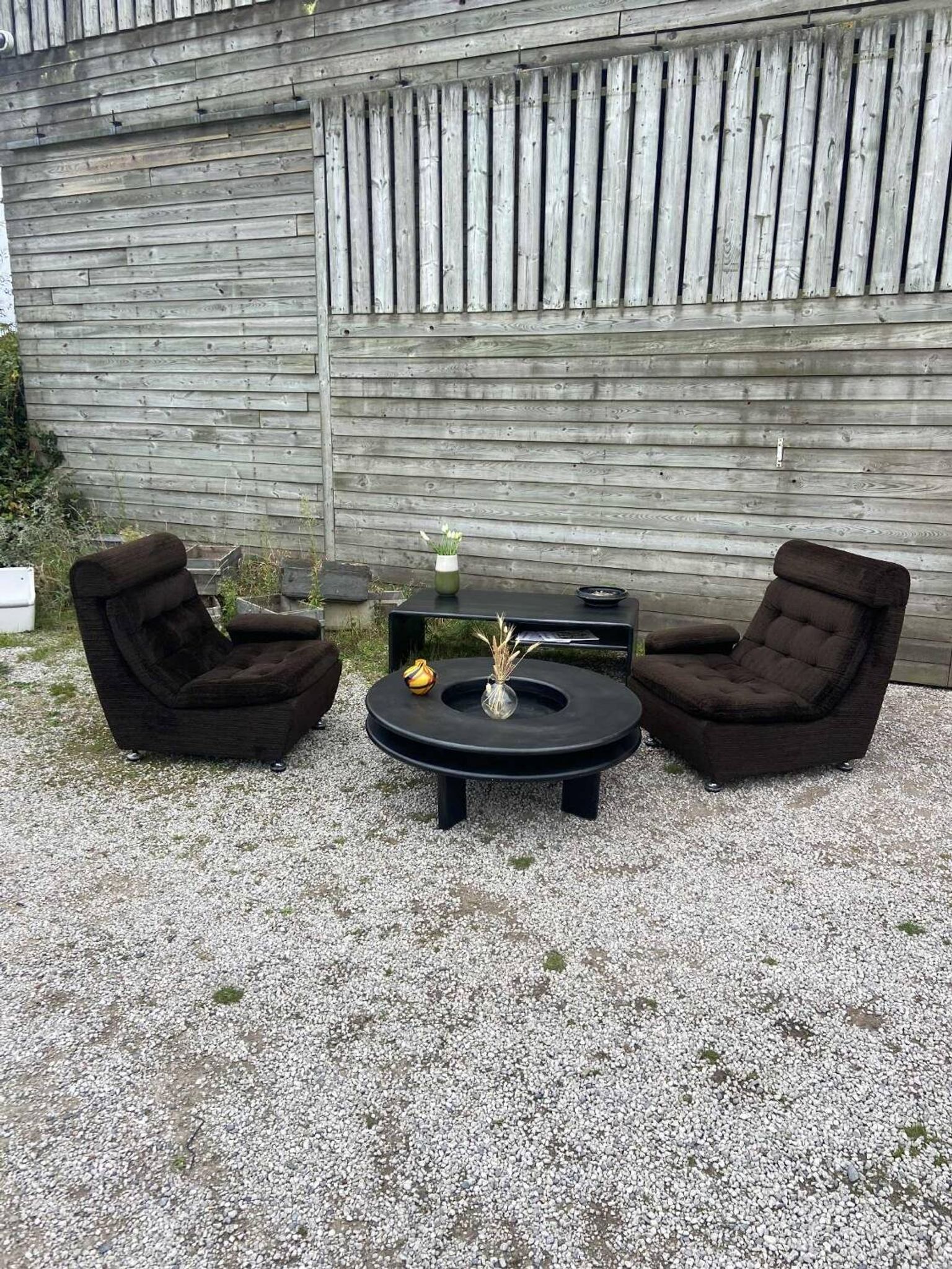 Vintage Space Age brown velvet sofa