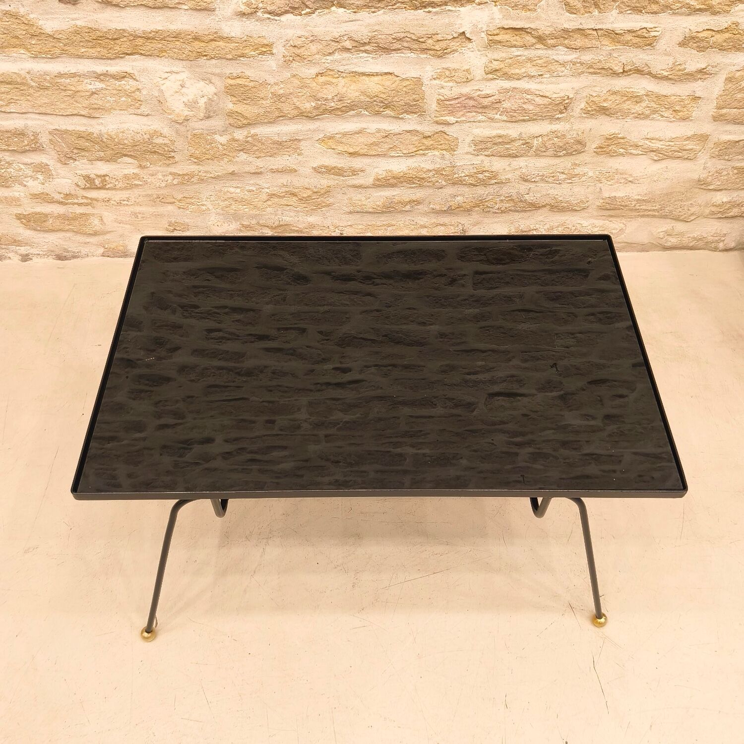 Modernist coffee table in metal and glass, 1950.