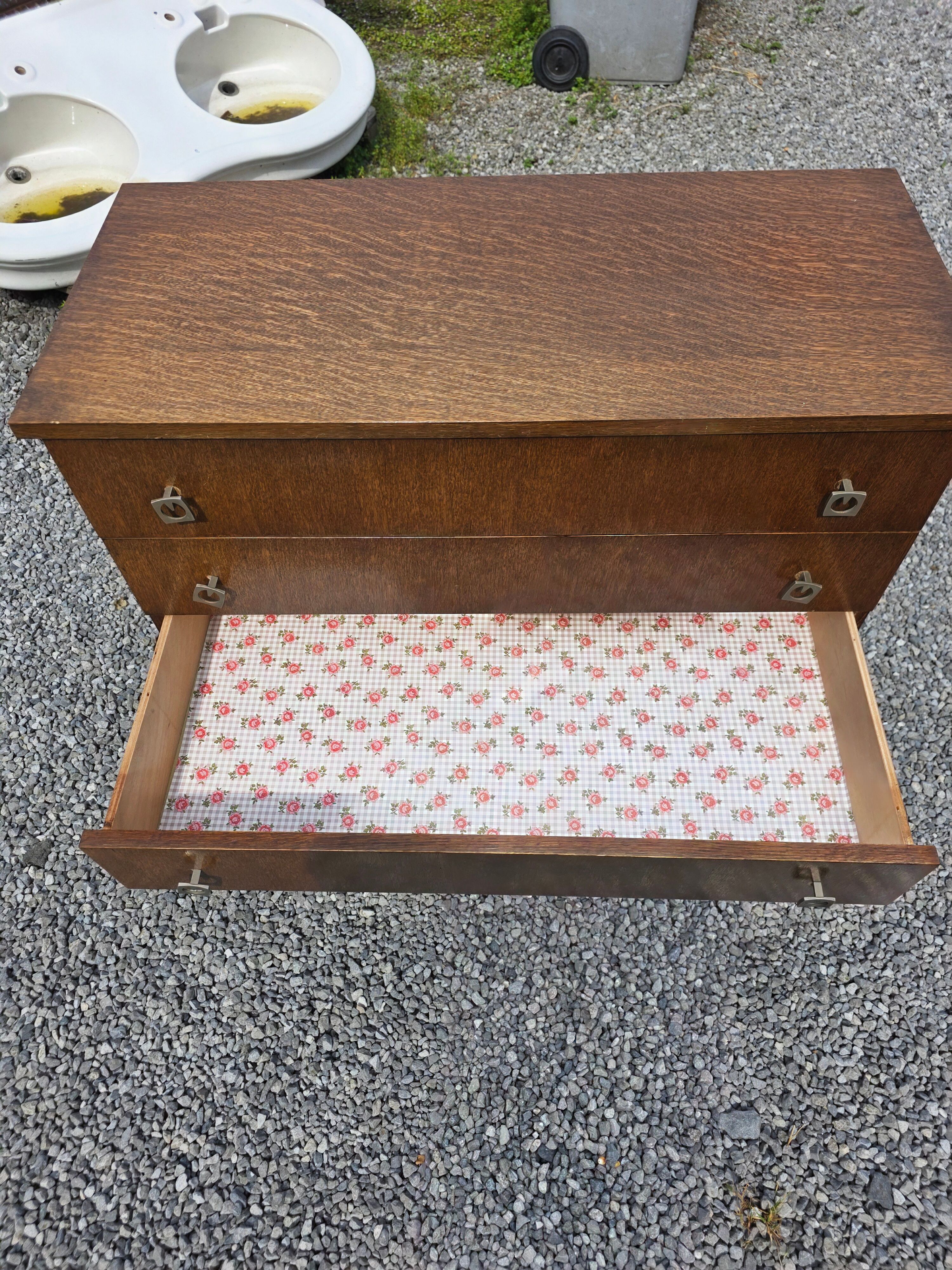 Vintage oak commode from the 1960s.
