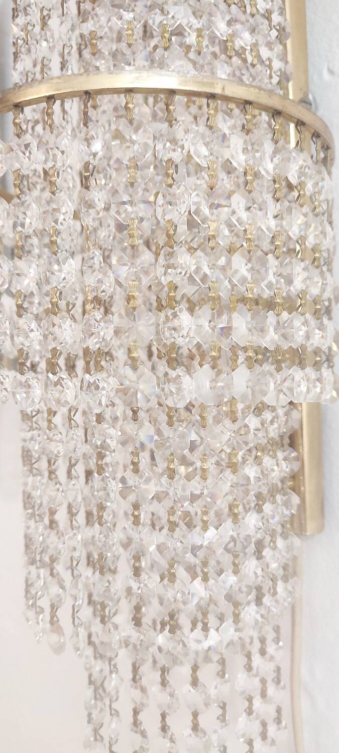 Pair of crystal appliques. France, 1970s.