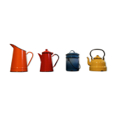 Decorative set of enameled kitchen appliances