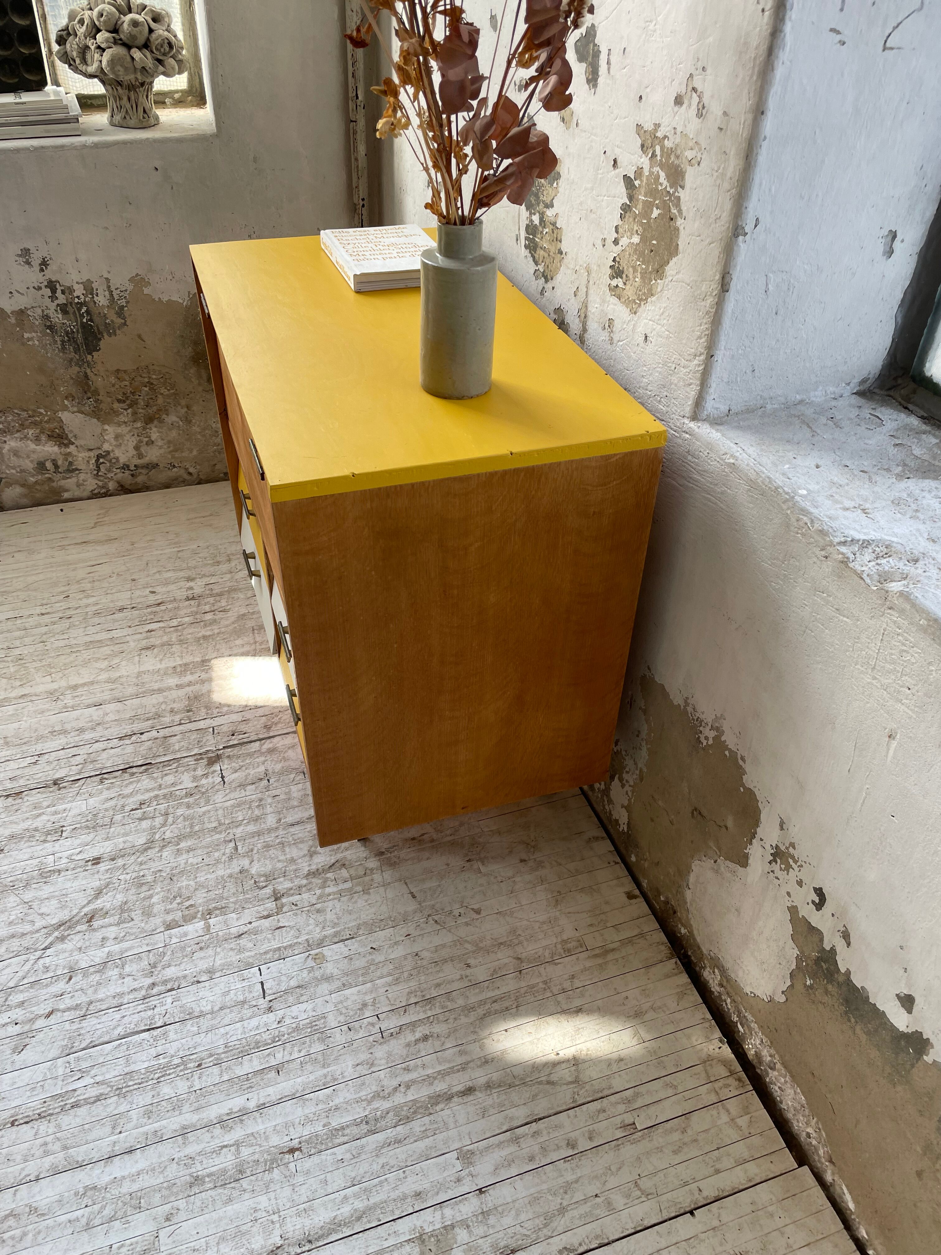 Furniture chest of drawers two-tone 60s