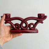 Vintage red ceramic candle holder
