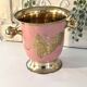 Enamel Ice Bucket – Vintage French Pink Gilt Grapevine Champagne Coole