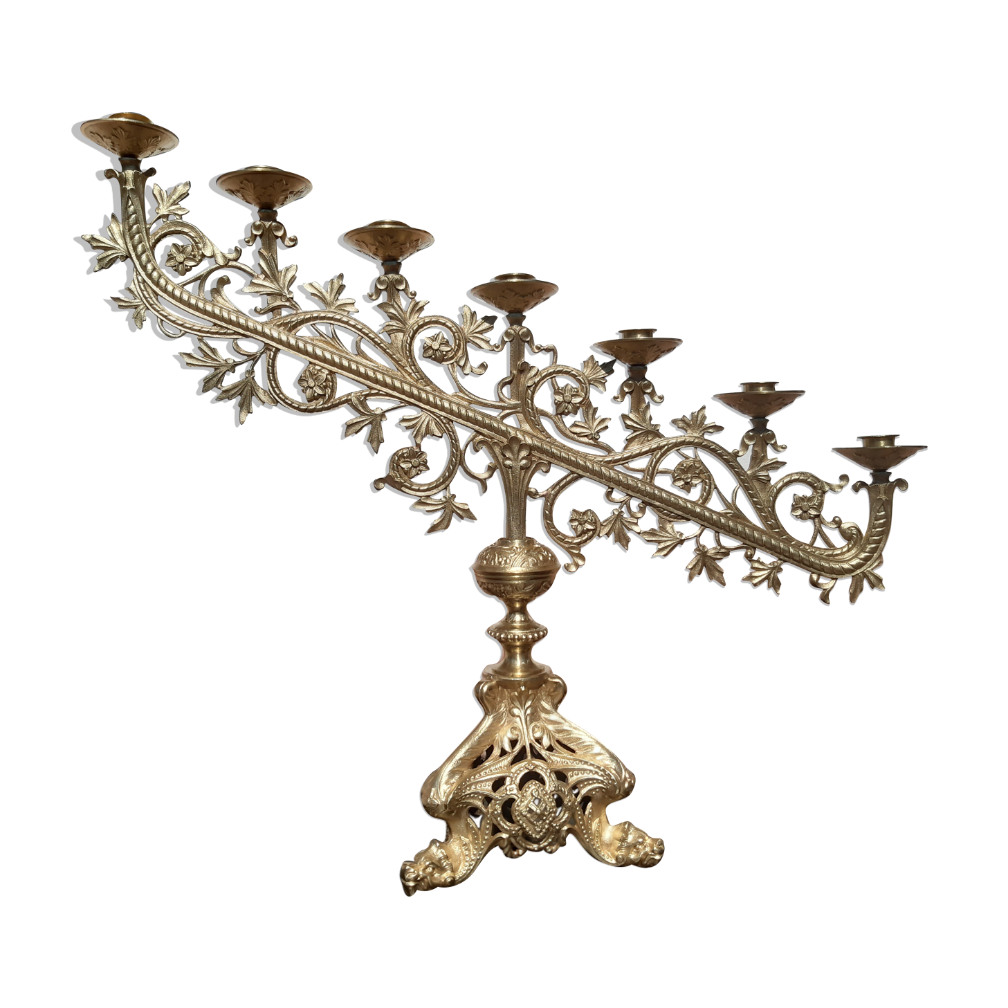 Antique candle holder in bronze and brass nineteenth century.