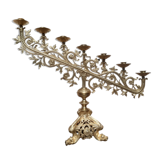 Antique candle holder in bronze and brass nineteenth century.