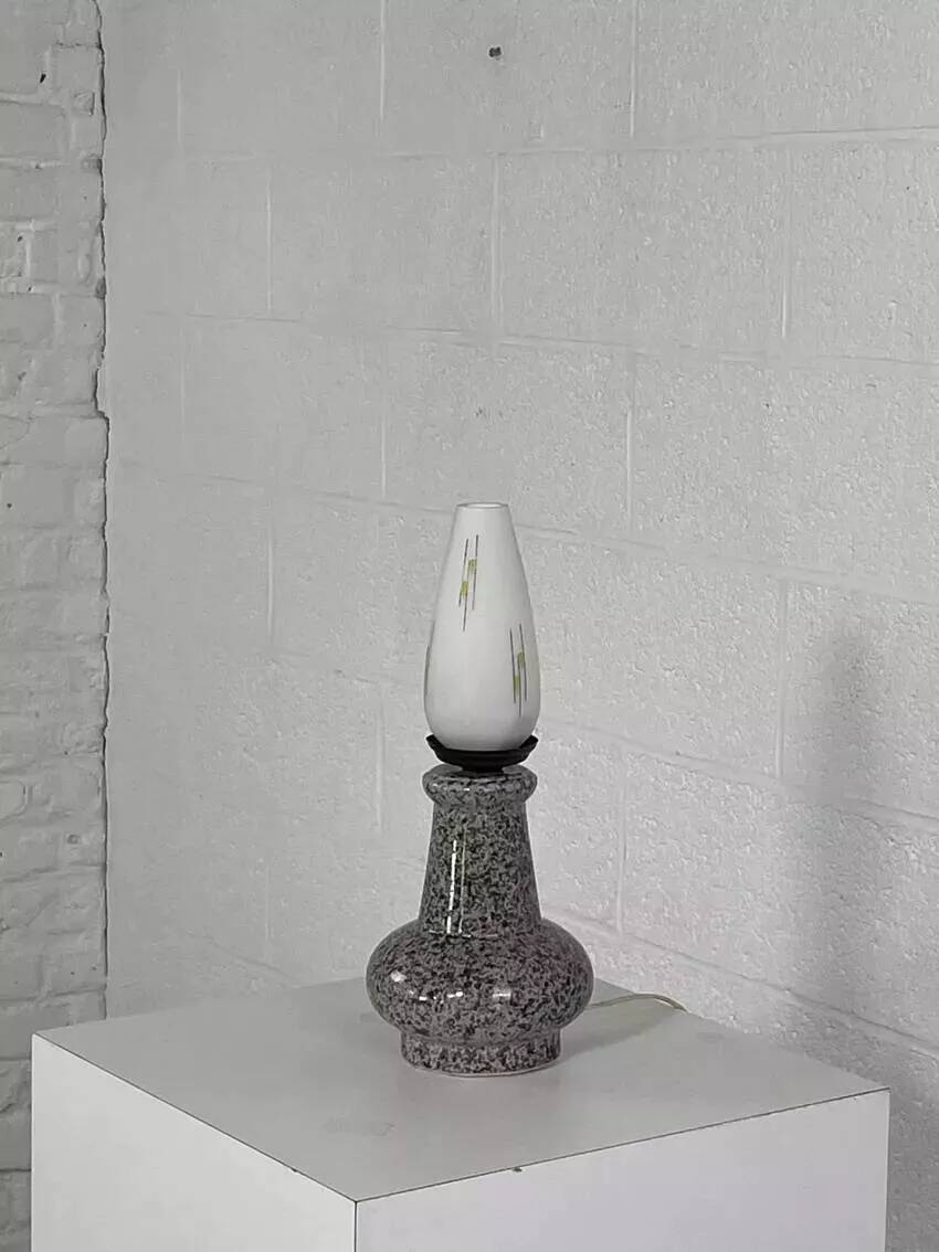 Vintage ceramic and opaline lamp