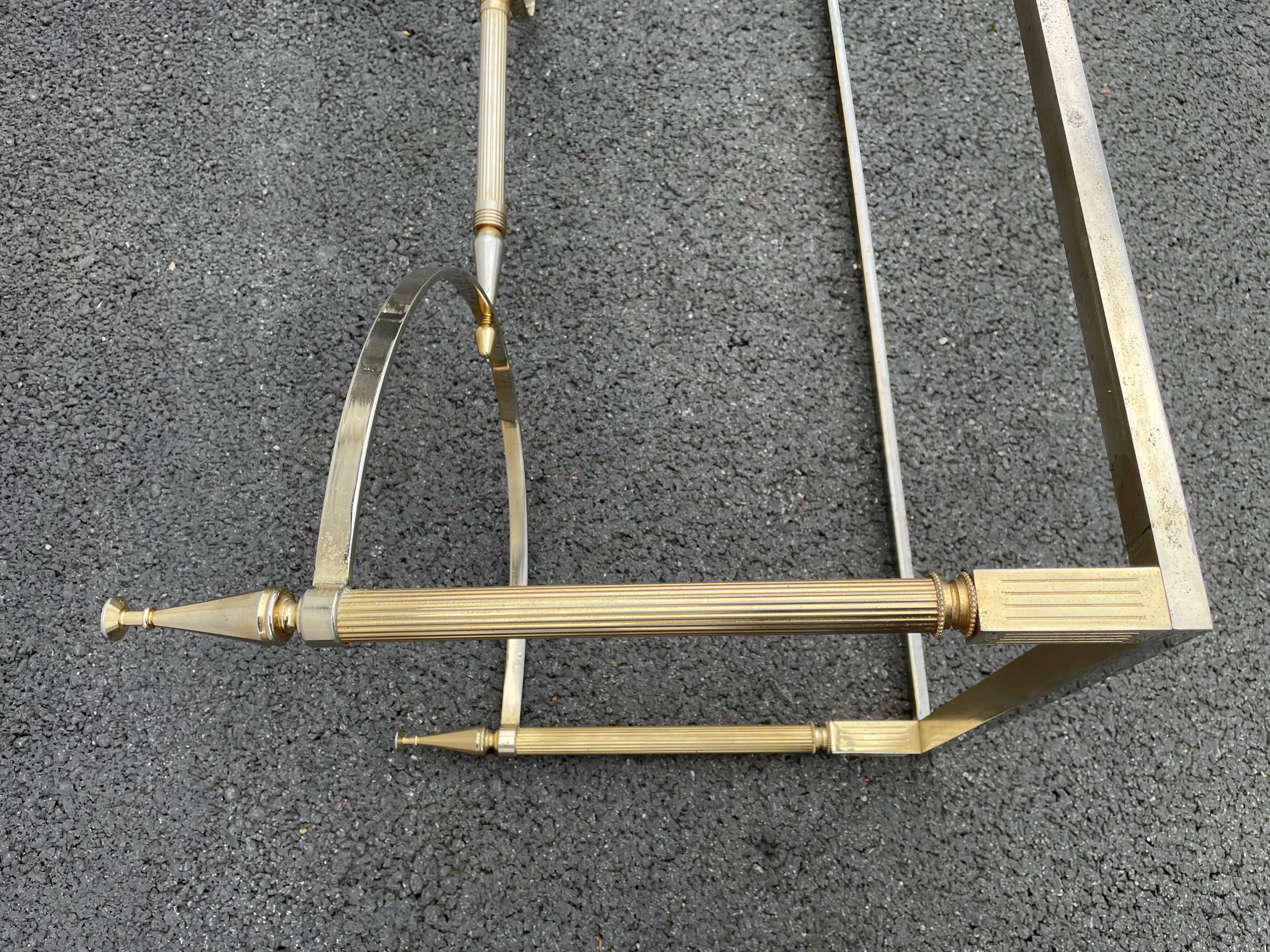 Coffee table in gilded brass and veined green marble