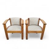 Paire de fauteuils club sculpturaux Art Déco, années 1930