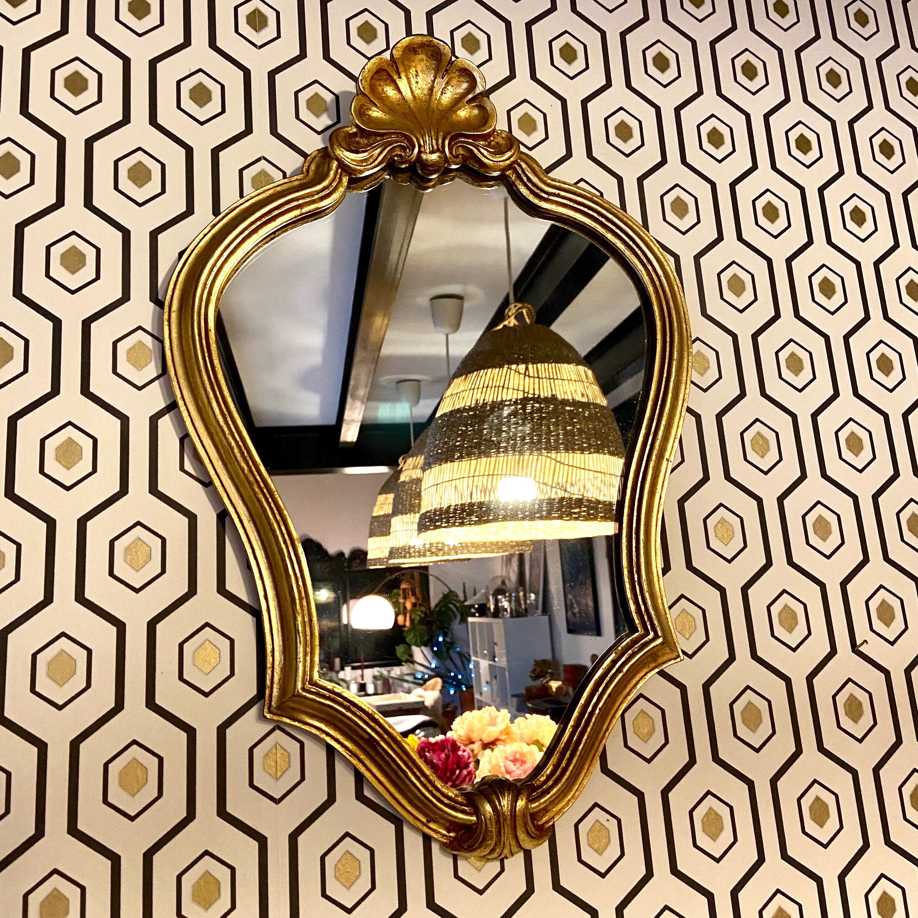 Gilded mirror rocaille louis XV style 30x45cm