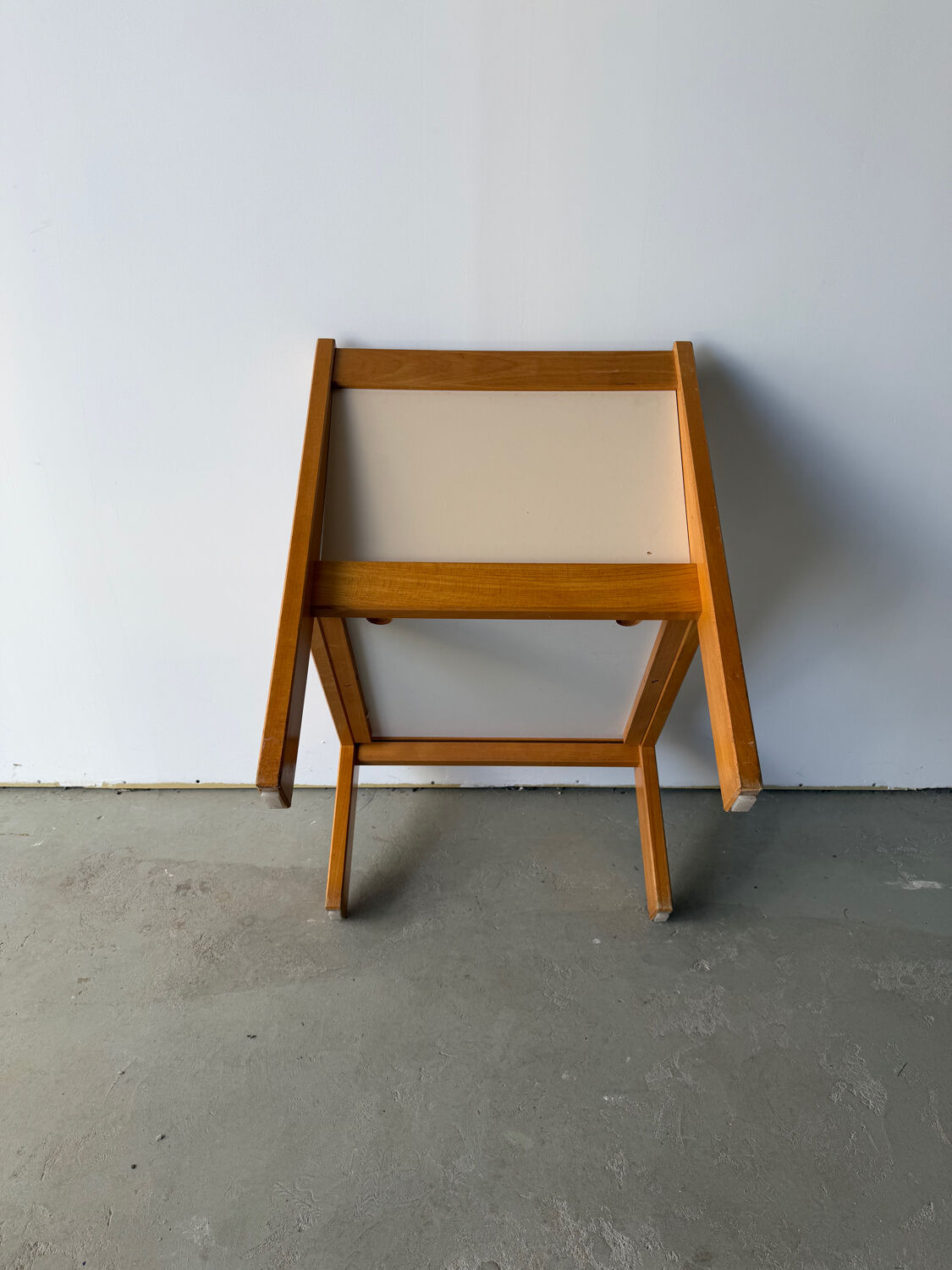 Brutalist design armchair by André Sornay in beech, vintage model.