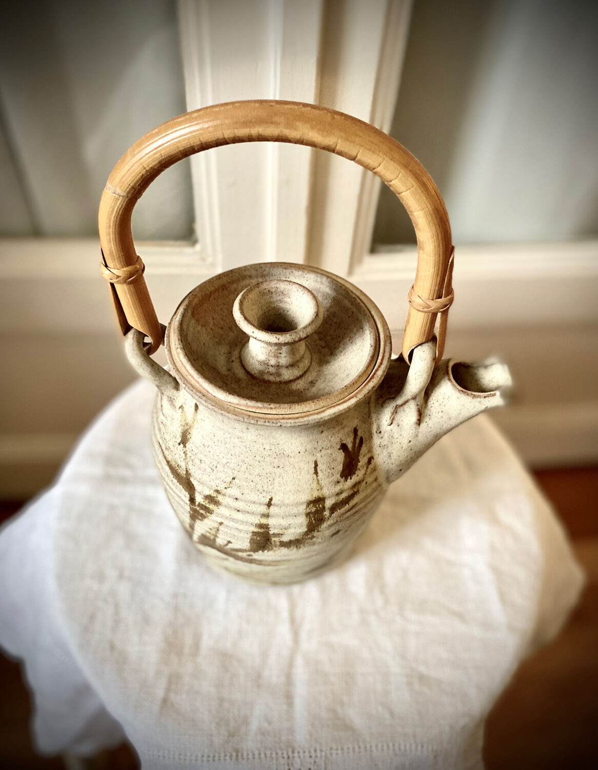 Teapot in vintage ceramic stoneware