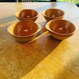 4 bowls in eared stoneware, vintage Gien France sandstone