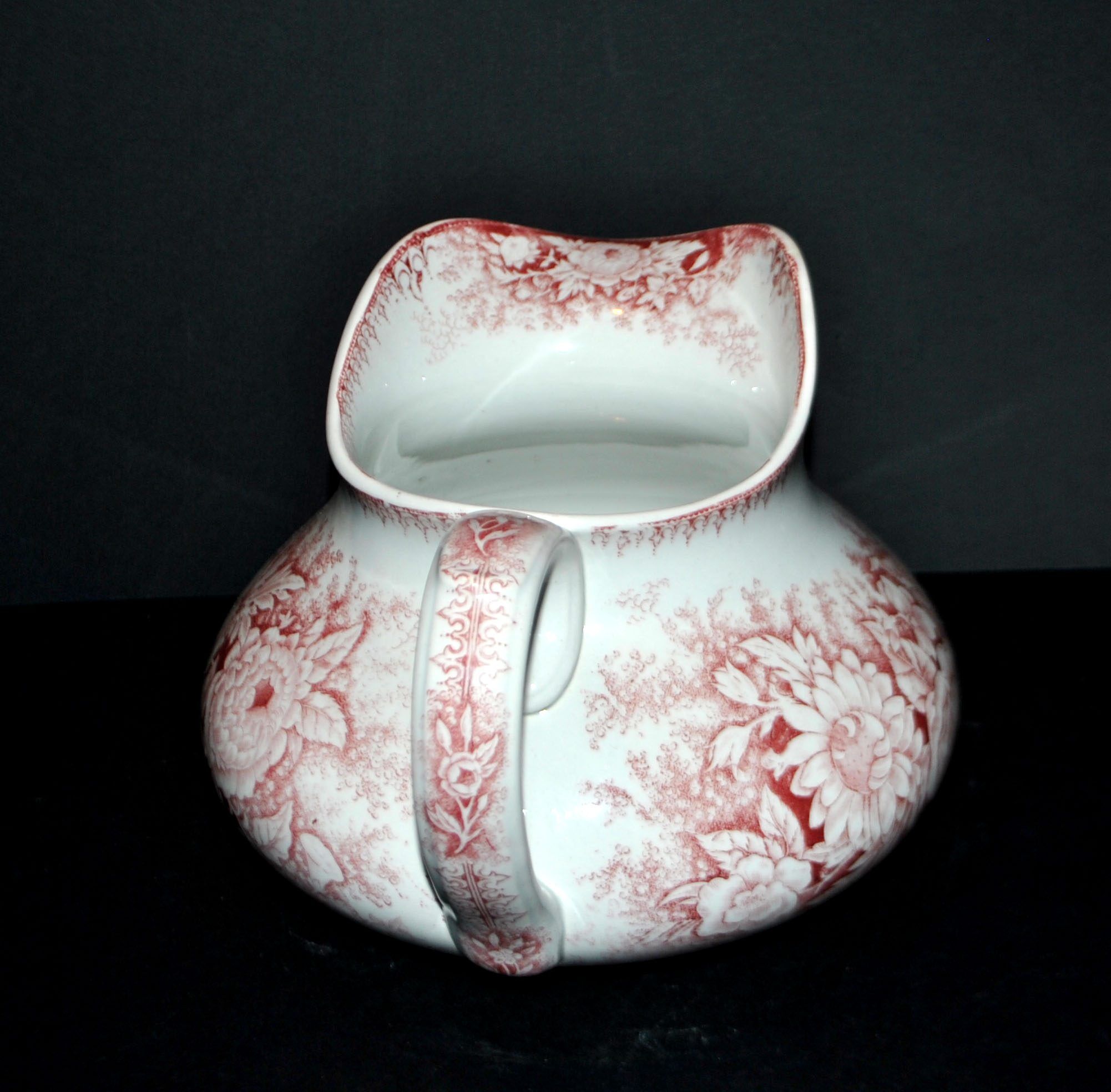 Pexonne earthenware vase/jug with a red floral rustic design