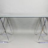 chrome trestle table