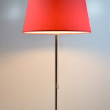 1960 chrome lamppost and red lampshade, double lighting