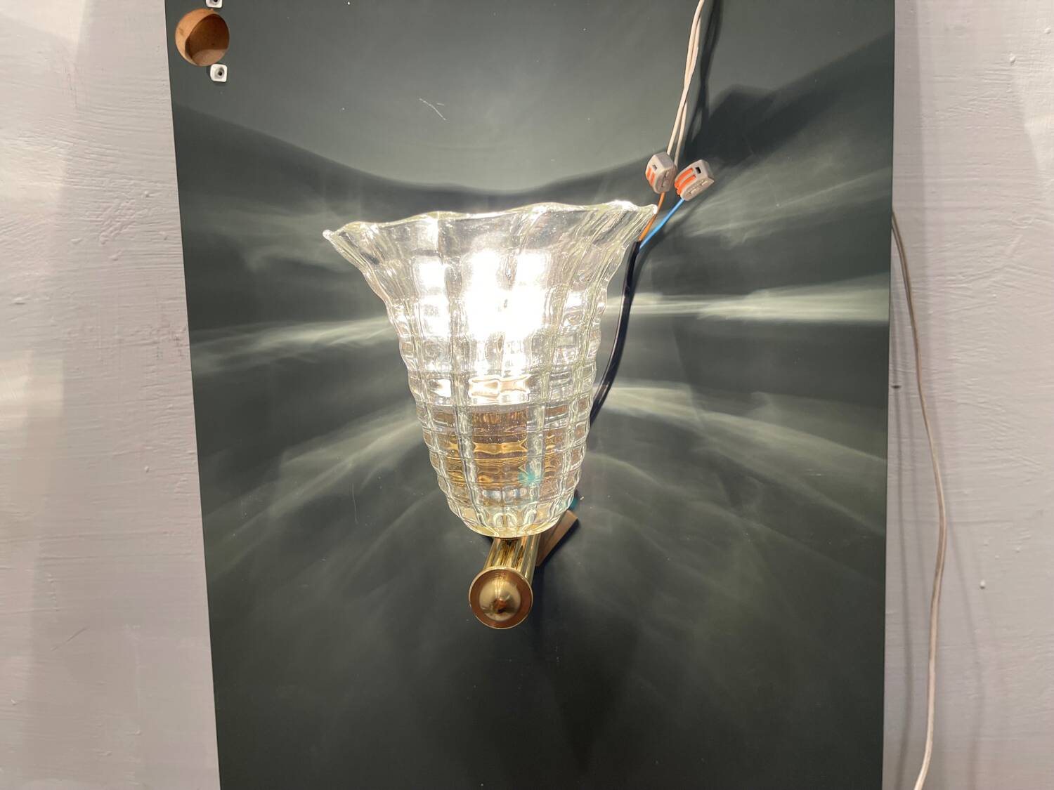 Murano Glass Brass Wall Sconces Set of 2 1980’s