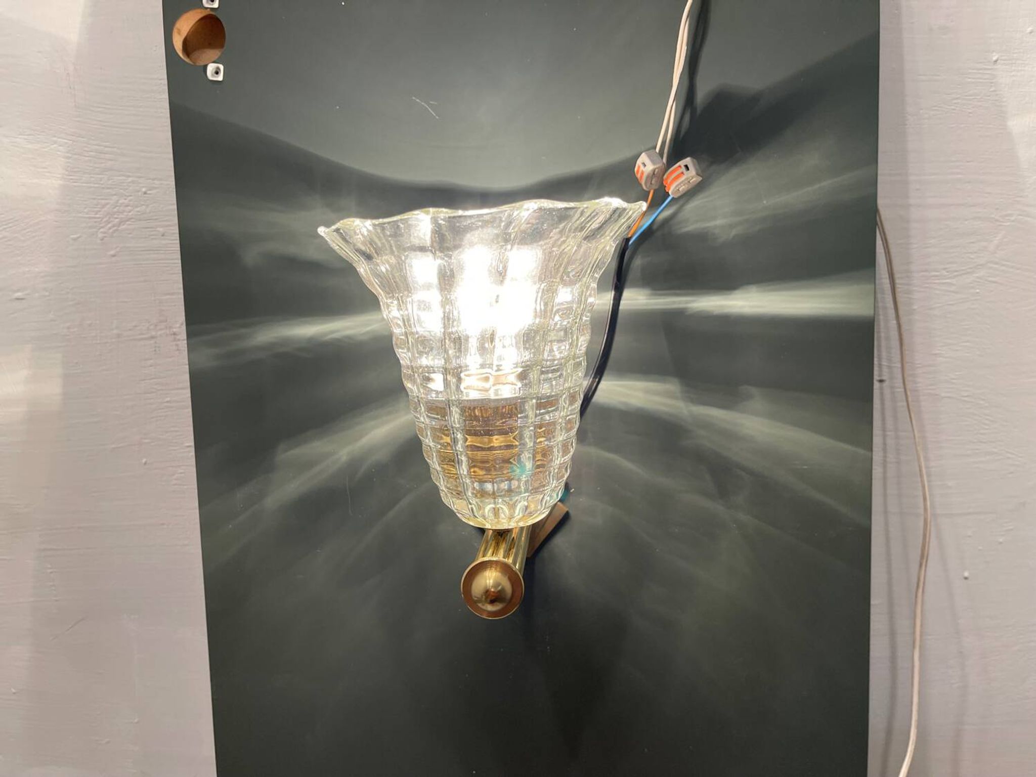 Murano Glass Brass Wall Sconces Set of 2 1980’s