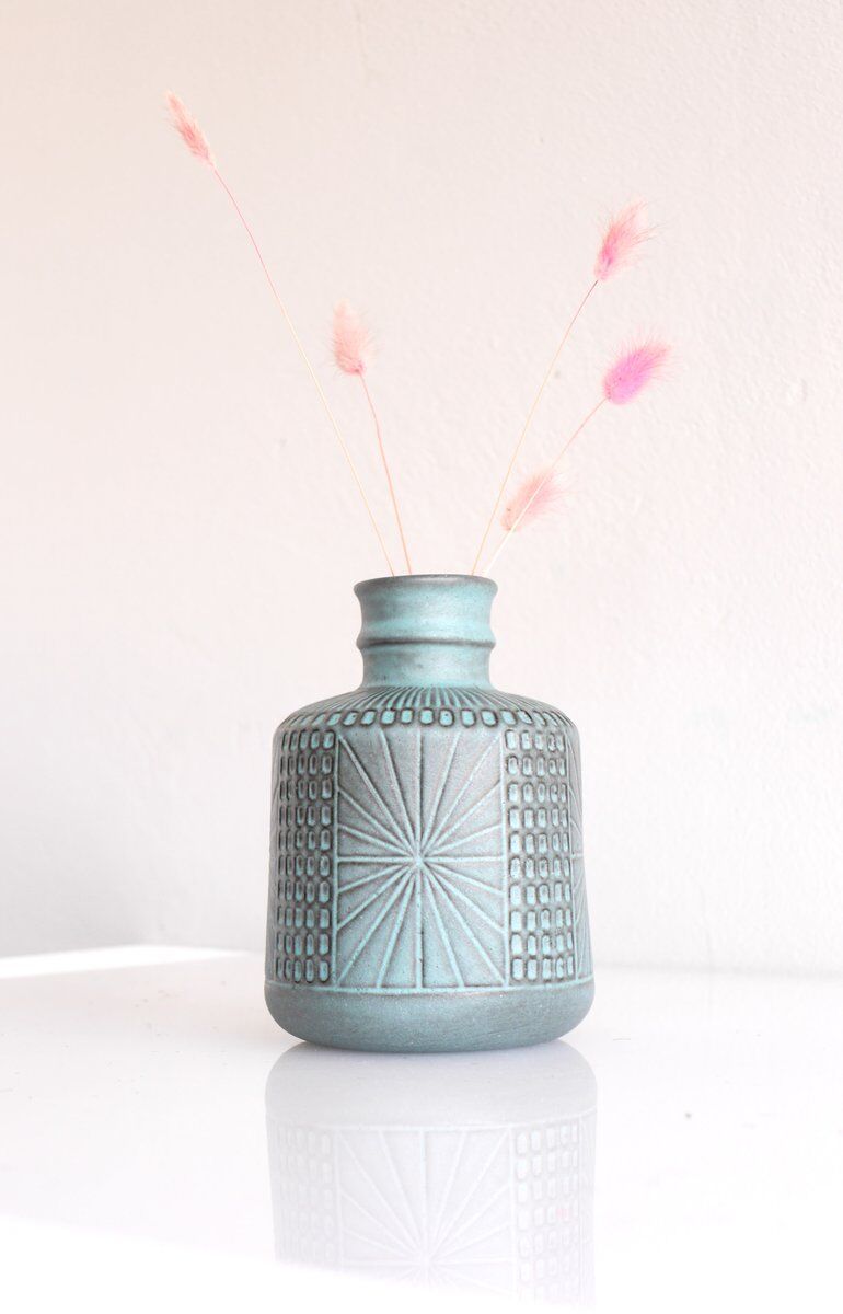 Mid-century Scandinavian modern art design pottery vase by Mari Simmulson for Upsala Ekeby, Sweden, 1970s