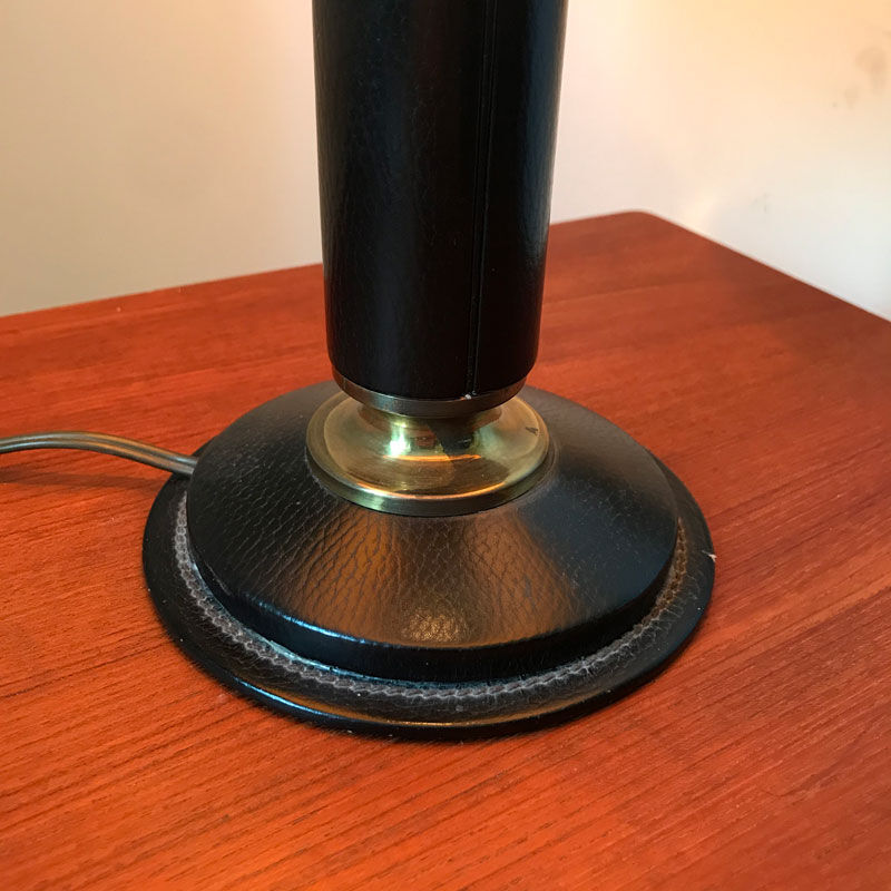 50s black leather lamp