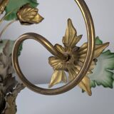 Art Nouveau Chestnut Leaf and Green Glass Sconce, 1900s