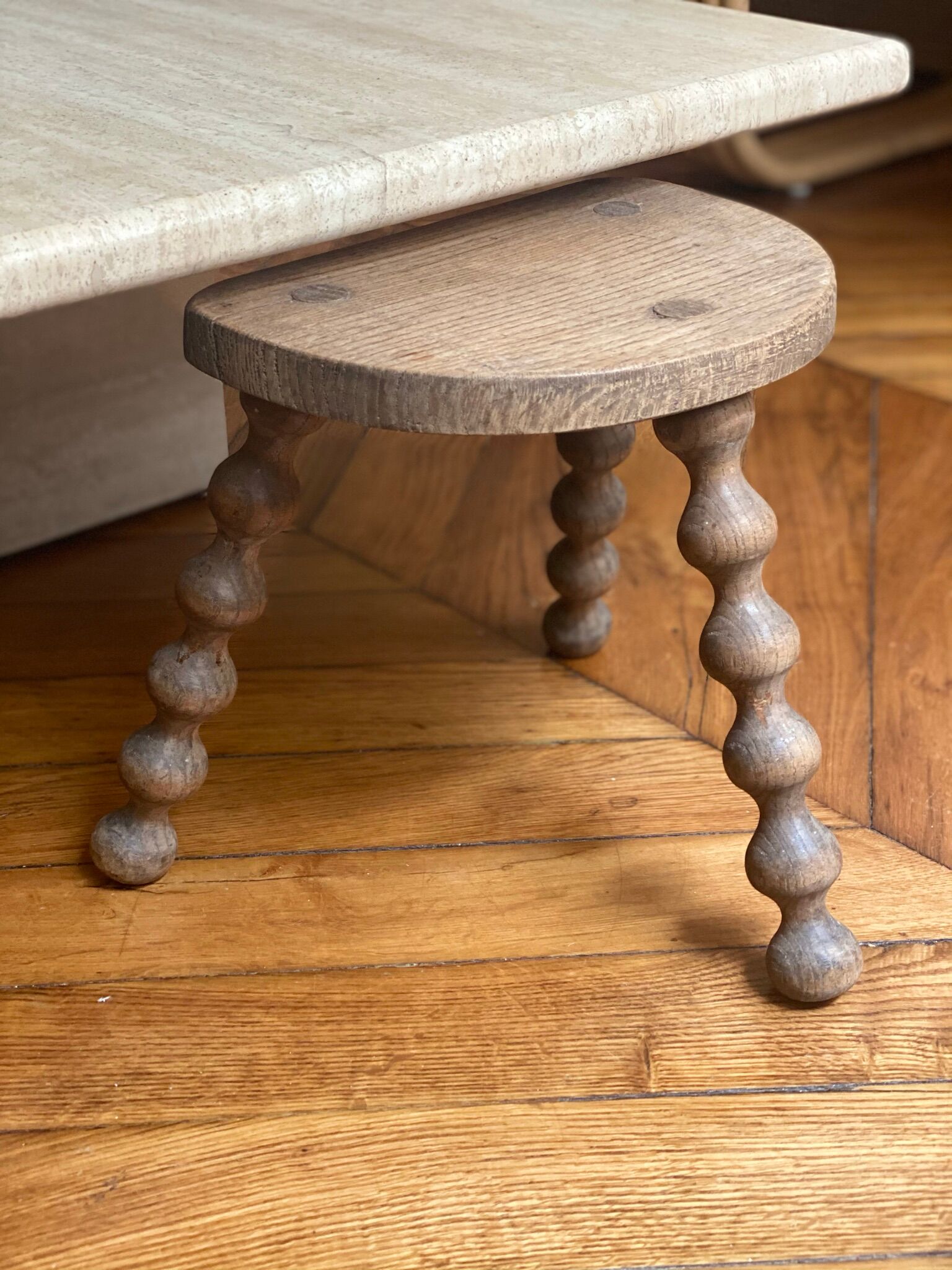 Small vintage wooden milking stool