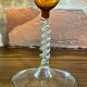 East German GDR Mouth-Blown Amber Art Glass Vase with Swirled Ribbing Texture, Possibly by Lauscha
