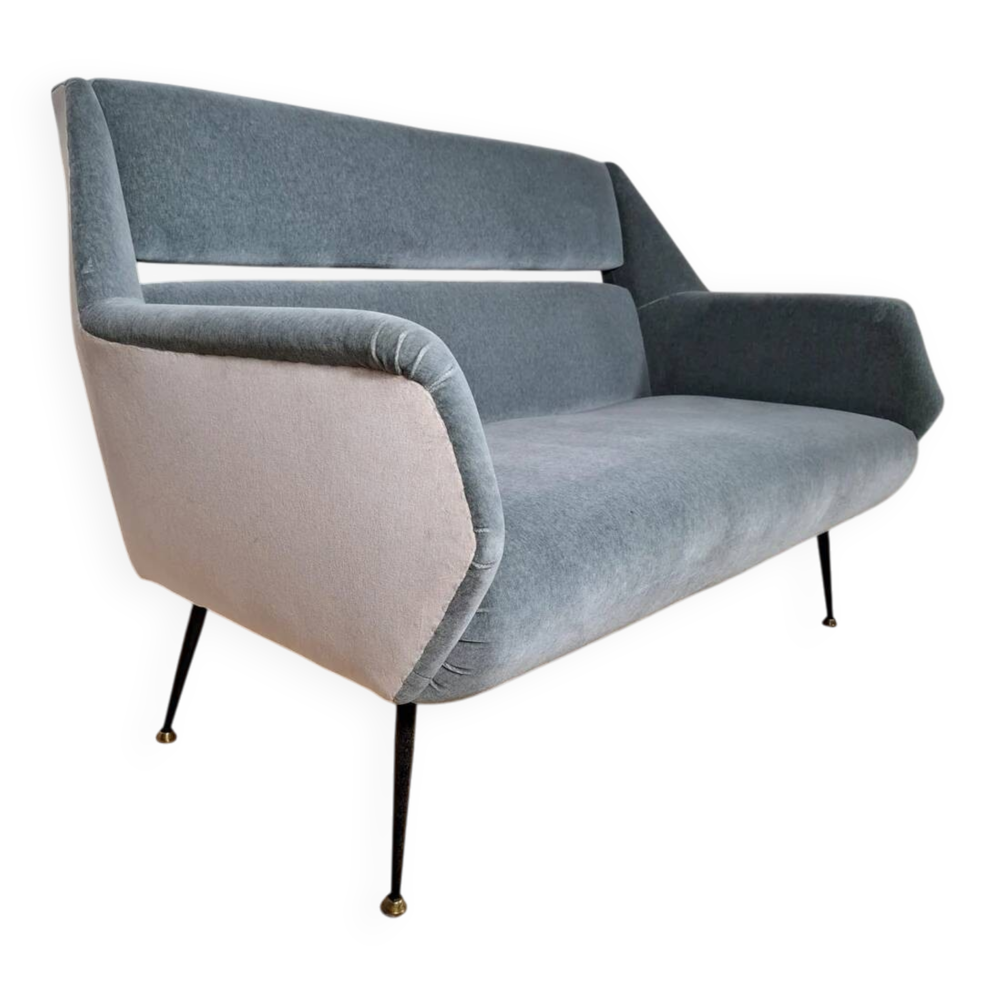 Two-seater canapé by Minotti for Gigi Radice in two-tone Kvadrat velvet – Italy 1955