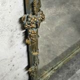 Large Wood and Patinated Stucco Mirror - Floral 1900s Period