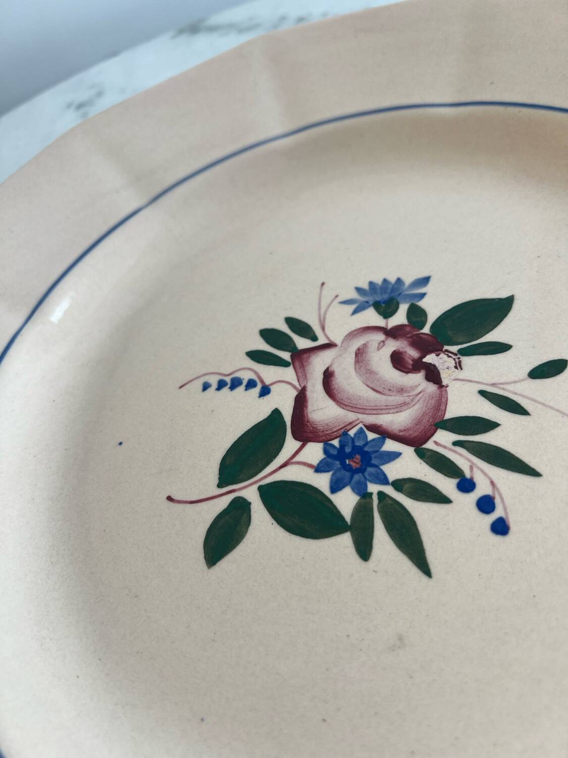 Large Sarreguemines Digoin Flower hand-painted dish