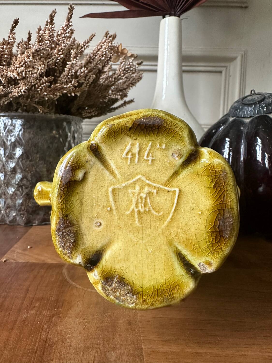 Art Nouveau vase in stamped slip