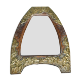 Mirror wood and appliques of brass repelled circa 1900 art nouveau france