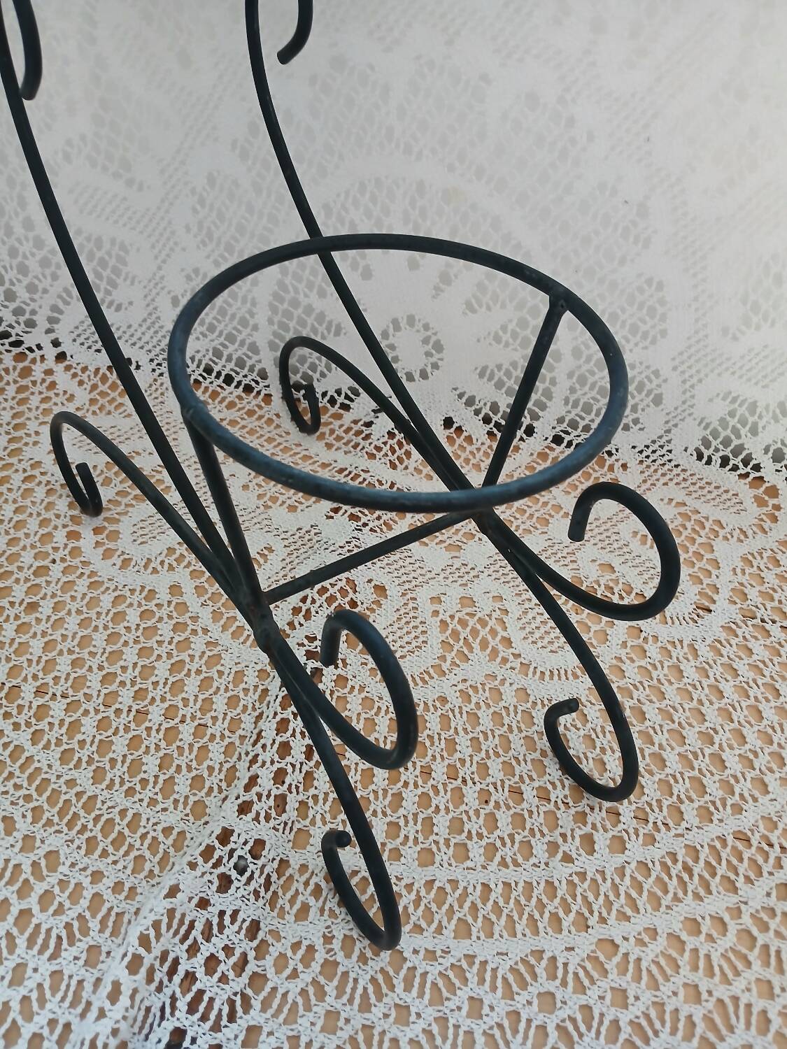 Antique wrought iron plant stand