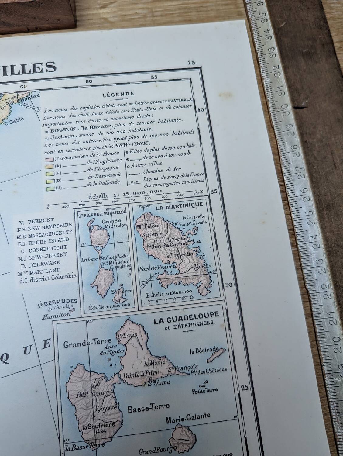United States and West Indies, Vintage Map, 1895, Authentic.