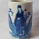 Antique cylindrical Bitong vase, cracked blue and white ceramic, China, late 19th century.