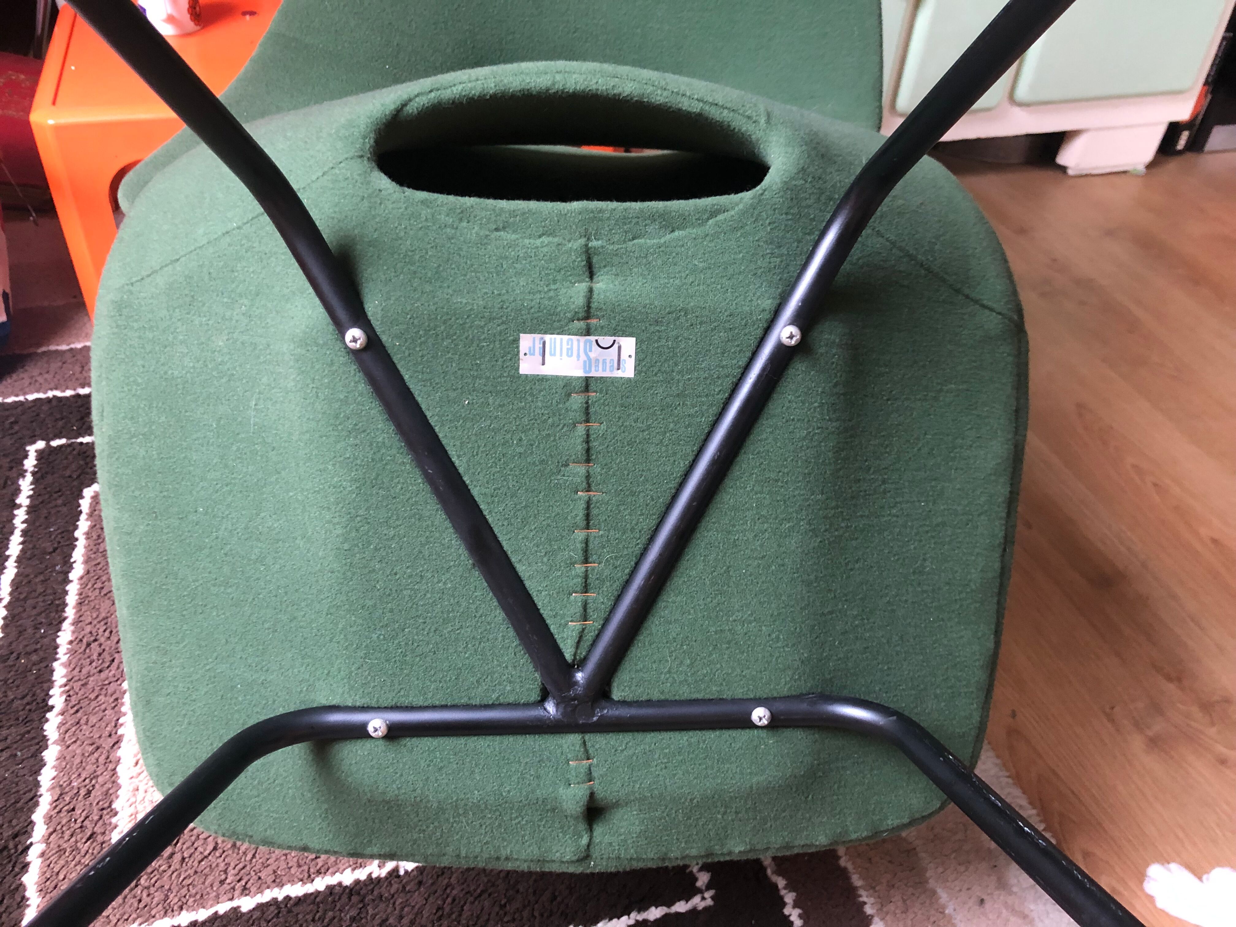 Pair of tonneau chairs by Guariche Pierre for Steiner. 50