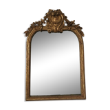 Miroir ancien en bois doré sculpté époque XVIIIe transition Louis XV Louis XVI 77x110cm