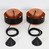 Set of 2 Fog & Mørup / Jo Hammerborg “Juno” pendant lamps / Mid-century Danish modern design / Copper / 1960s / 1970s