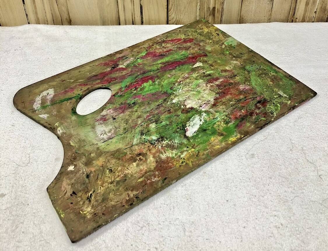 ANCIENNE GRANDE palette de peintre huile en bois EUR 24,00 - PicClick FR