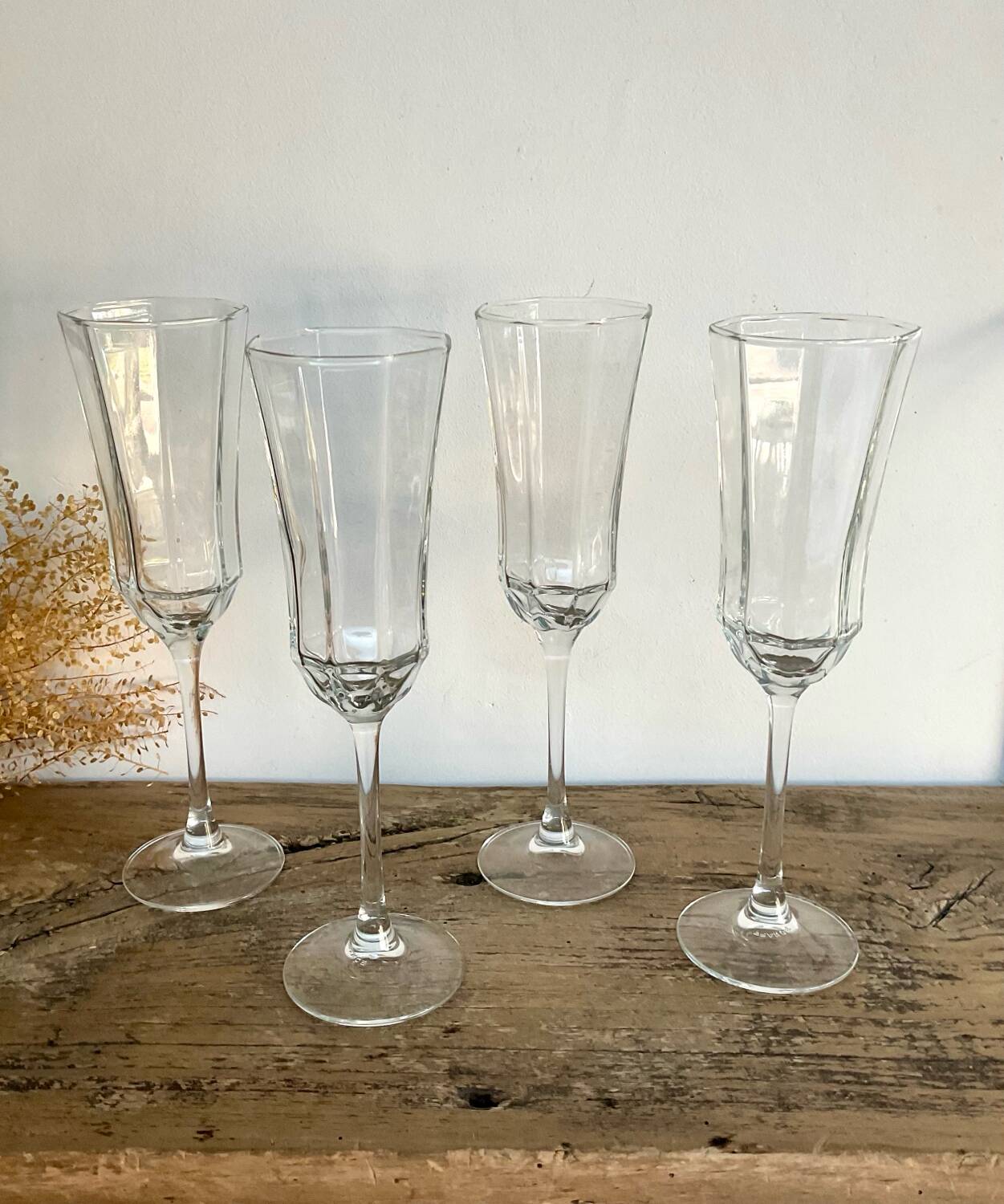 4 flûtes à champagne «octime » LUMINARC France vintage 