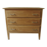 Commode vintage des années 60 à 3 tiroirs avec pieds compas.