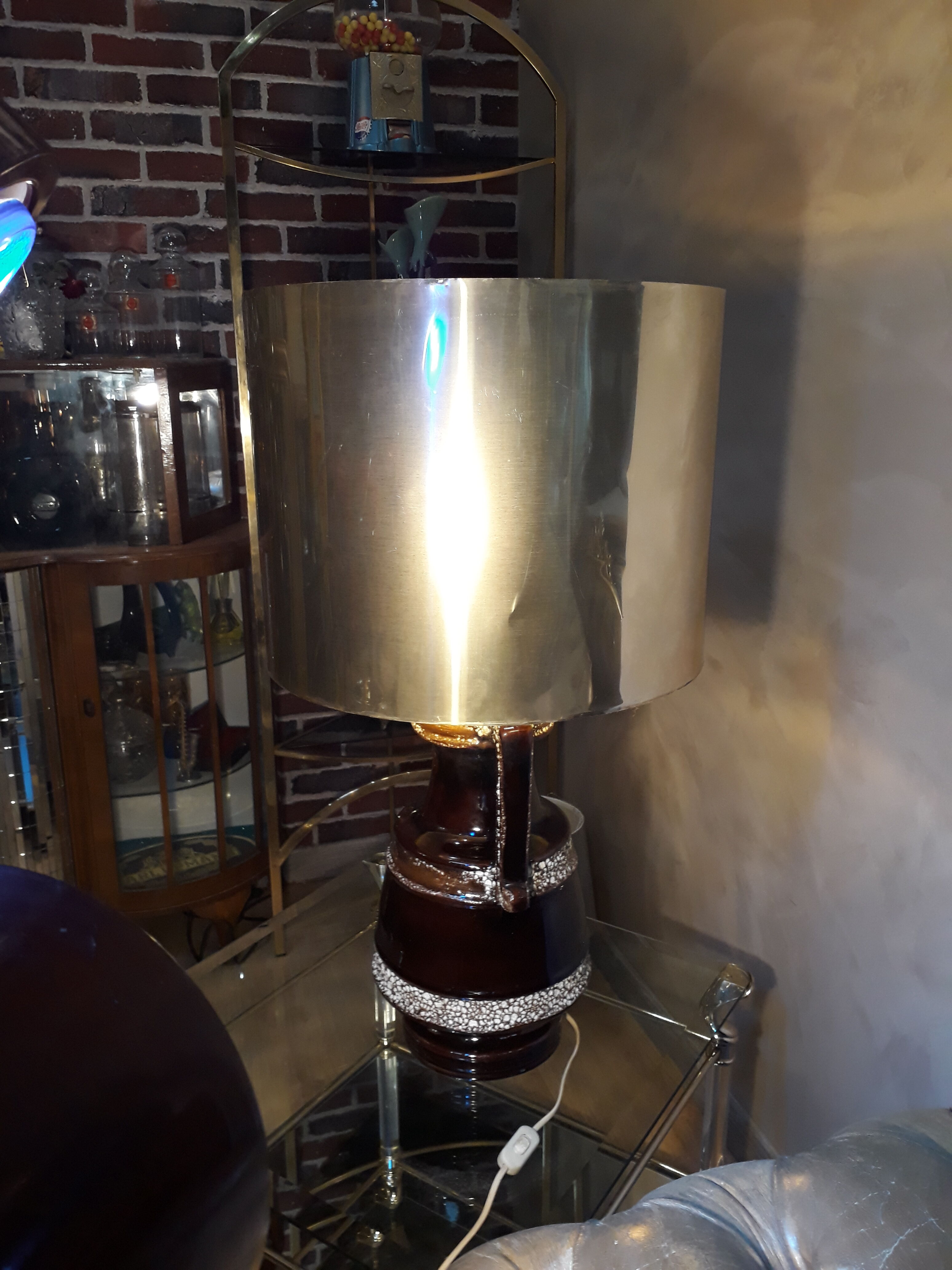 1970s amphora lamp lamp with brass lampshade