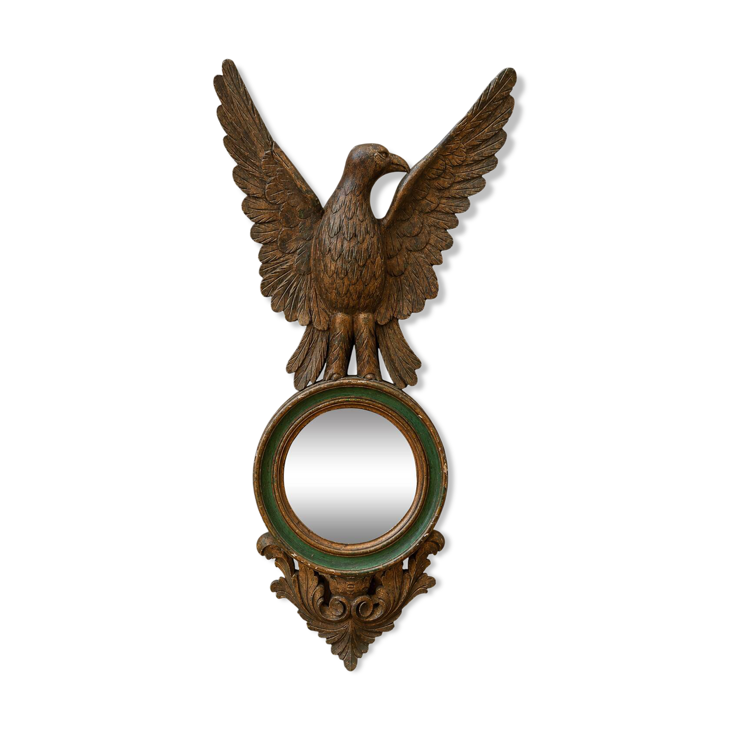 Miroir style Empire à l’aigle en bois sculpté et polychromé – fin XIXᵉ