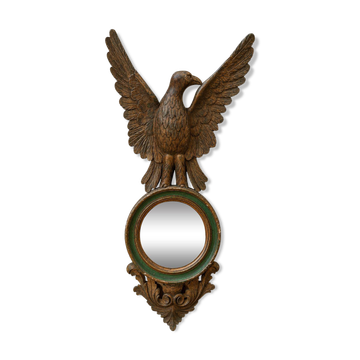 Empire style mirror with an eagle in carved and polychrome wood – late 19th century