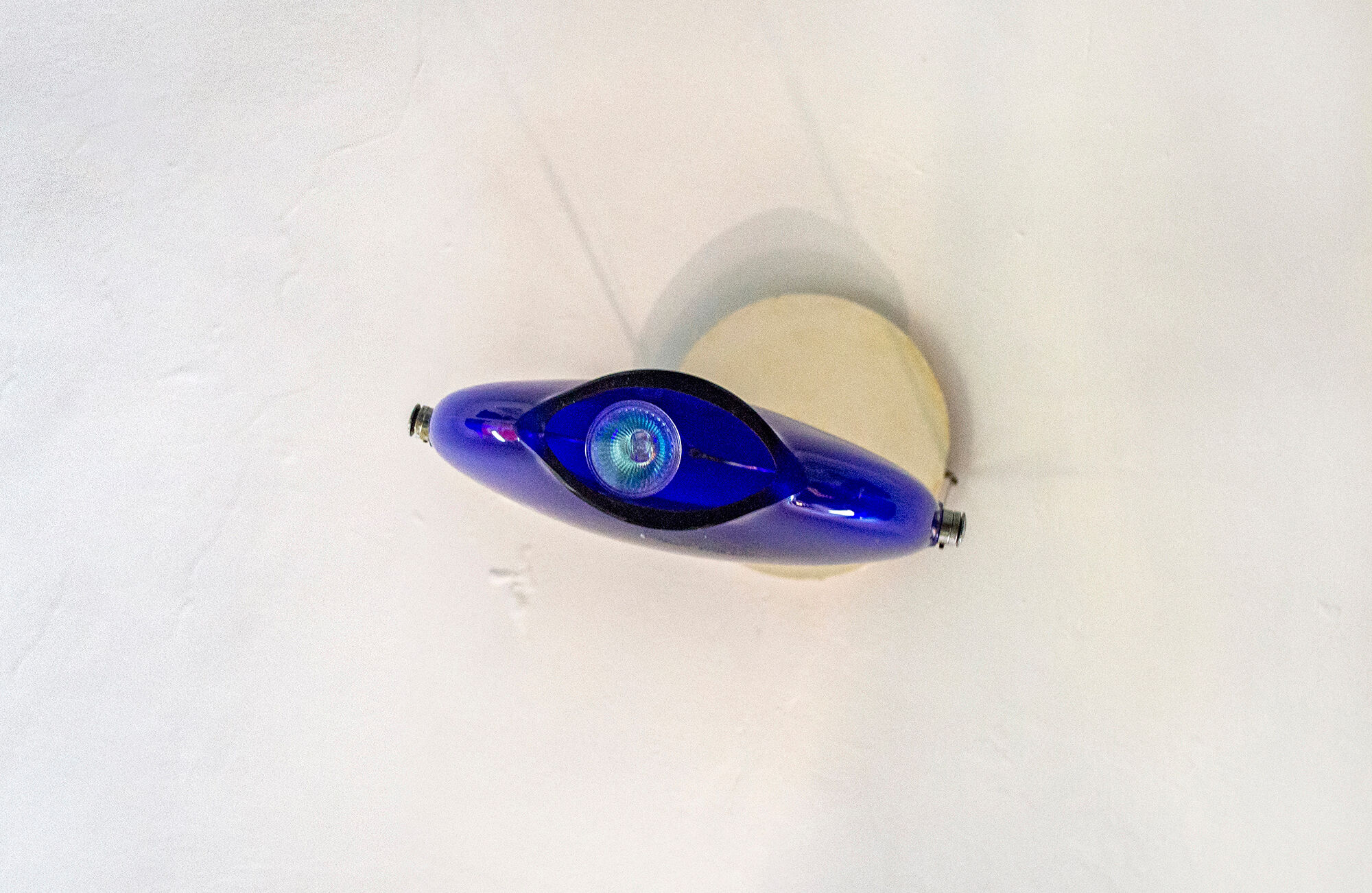 Postmodern glass ceiling lamp by Saporiti Italia Anni '80