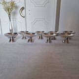 Set of 8 silver metal glasses for champagne or ice cream Mid Century Design