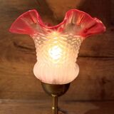 Upcycled vintage pink tulip glass table lamp