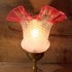 Upcycled vintage pink tulip glass table lamp